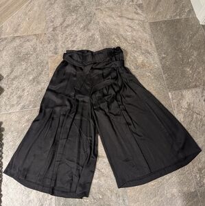 Ann Taylor Satin Black Wide-Leg Pants